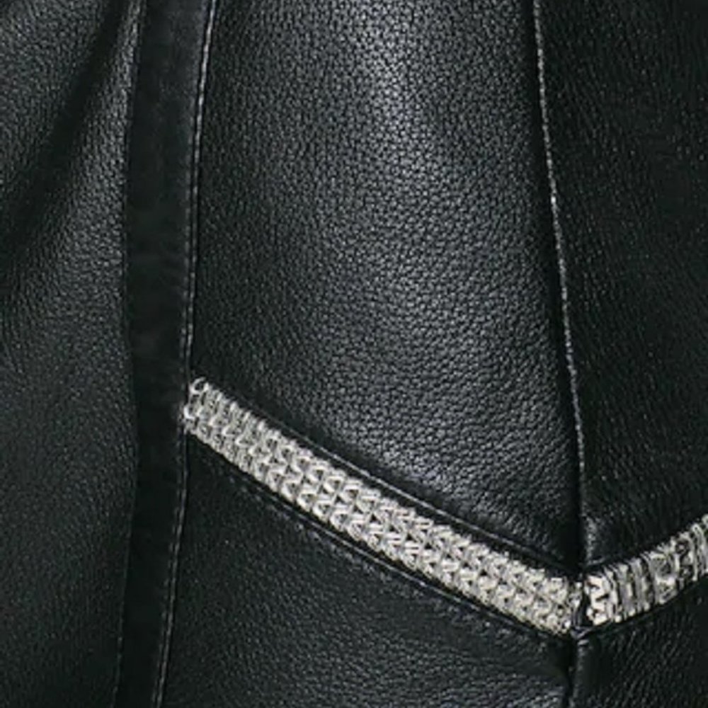 Mango Black Leather Miniskirt with Metal Trim, Sz 10 - Picture 4 of 8